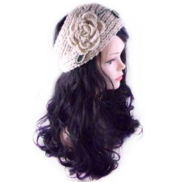 blancho bedding [Cream Floral] Women Winter/Autumn Decorative Woolen Headwear/Headband