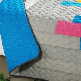Blancho Bedding [Creative Life] 3PC Vermicelli-Quilted Patchwork Quilt Set (Full/Queen Size)