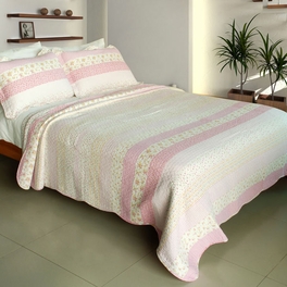 blancho bedding [Crystal Soul] Cotton 3PC Vermicelli-Quilted Printed Quilt Set (Full/Queen Size)