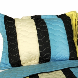 Blancho Bedding [Cuckoo's Calling] 3PC Vermicelli-Quilted Patchwork Quilt Set (Full/Queen Size)