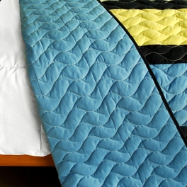 Blancho Bedding [Cuckoo's Calling] 3PC Vermicelli-Quilted Patchwork Quilt Set (Full/Queen Size)