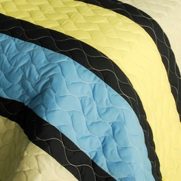 Blancho Bedding [Cuckoo's Calling] 3PC Vermicelli-Quilted Patchwork Quilt Set (Full/Queen Size)