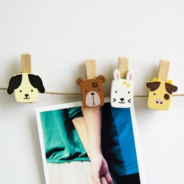 Blancho Bedding [Cute Animals-1] - Wooden Clips / Wooden Clamps / Mini Clips