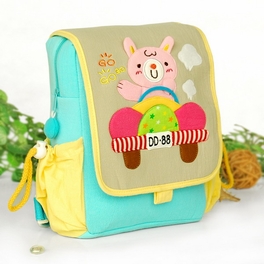 Blancho Bedding [Cute Bear] Embroidered Applique Kids Fabric Art School Backpack / Outdoor Backpack (7.1*8.7*2.6)