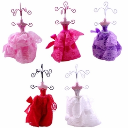 Blancho Bedding Cute Bow - Set Of 5 Dress Up Doll Necklace Display - Mini Jewelry Holder Jewelry Stand Combos (H) 7" X (W) 3"