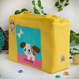 Blancho Bedding [Cute Dog] Embroidered Applique Fabric Art Shoulder Tote Bag / Shopper Bag (12.2*8.4*4.4)