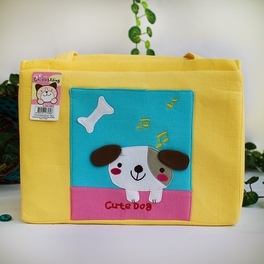 blancho bedding [Cute Dog] Embroidered Applique Fabric Art Shoulder Tote Bag / Shopper Bag (12.2*8.4*4.4)