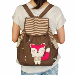 Blancho Bedding [Cute Fox] Fabric Art School Backpack Outdoor Daypack