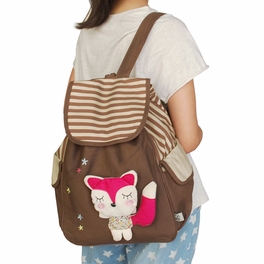 Blancho Bedding [Cute Fox] Fabric Art School Backpack Outdoor Daypack