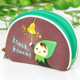 blancho bedding [Cute Girl] Embroidered Applique Fabric Art Wrist Wallet / Coin Purse / Wrist Pack (5.9*3.9)