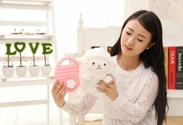 Blancho Bedding Cute Mini Hot Water Bottle With Cover Hand Warmer(White Sheep)