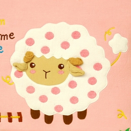 Blancho Bedding [Cute Sheep] Embroidered Applique Fabric Art Shoulder Tote Bag / Shopper Bag (14.7*9.8*3.7)