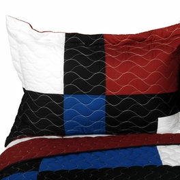 Blancho Bedding [Deep Voyage] Brand New Vermicelli-Quilted Patchwork Quilt Set Full/Queen