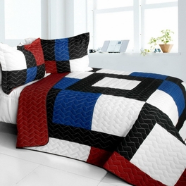 blancho bedding [Deep Voyage] Brand New Vermicelli-Quilted Patchwork Quilt Set Full/Queen