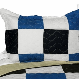 Blancho Bedding [Delicate Plaid - A] Vermicelli-Quilted Patchwork Plaid Quilt Set Full/Queen