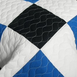 Blancho Bedding [Delicate Plaid - A] Vermicelli-Quilted Patchwork Plaid Quilt Set Full/Queen