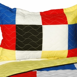 Blancho Bedding [Delicate Plaid - C] Vermicelli-Quilted Patchwork Plaid Quilt Set Full/Queen