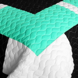 Blancho Bedding [Designer - 2] Brand New Vermicelli-Quilted Patchwork Quilt Set Full/Queen