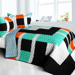 blancho bedding [Designer - 2] Brand New Vermicelli-Quilted Patchwork Quilt Set Full/Queen