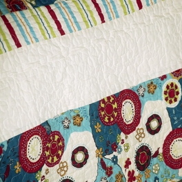 Blancho Bedding [Dianthe] Cotton 3PC Floral Vermicelli-Quilted Printed Quilt Set (Full/Queen Size)