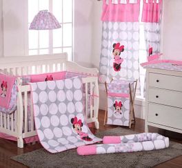 blancho bedding Disney Baby Minnie Mouse Polka Dots 4PC Crib Bedding Set