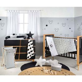 blancho bedding Disney Gray Mickey Mouse Cotton Baby Crib Bedding Set Collection (3PC + 1 x Hamper)