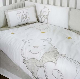 Blancho Bedding Disney Gray Winnie The Pooh Crib Bedding Collection (3PC + 1 X Hamper)