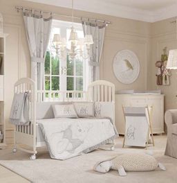 blancho bedding Disney Gray Winnie the Pooh Crib Bedding Collection (3PC + 1 x Diaper Bag)