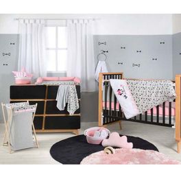 blancho bedding Disney Pink Minnie Mouse Cotton Baby Crib Bedding Set Collection (3PC + 1 x Diaper Bag)