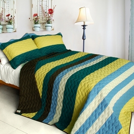 blancho bedding [Distant Letter] 3PC Vermicelli-Quilted Patchwork Quilt Set (Full/Queen Size)