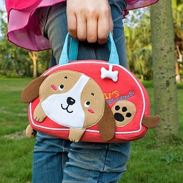 Blancho Bedding [Dog Loves Bone] Embroidered Applique Kids Mini Handbag / Cosmetic Bag / Travel Wallet (7.1*4.3*2)