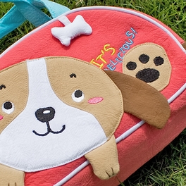 Blancho Bedding [Dog Loves Bone] Embroidered Applique Kids Mini Handbag / Cosmetic Bag / Travel Wallet (7.1*4.3*2)