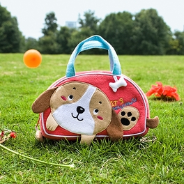 blancho bedding [Dog Loves Bone] Embroidered Applique Kids Mini Handbag / Cosmetic Bag / Travel Wallet (7.1*4.3*2)