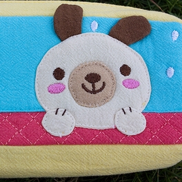 Blancho Bedding [Dog's Home] Embroidered Applique Pencil Pouch Bag / Cosmetic Bag / Carrying Case (7.5*2.8*1.4)