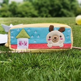 blancho bedding [Dog's Home] Embroidered Applique Pencil Pouch Bag / Cosmetic Bag / Carrying Case (7.5*2.8*1.4)