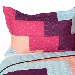 Blancho Bedding [Dream Garden] Brand New Vermicelli-Quilted Patchwork Quilt Set Full/Queen