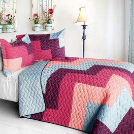 blancho bedding [Dream Garden] Brand New Vermicelli-Quilted Patchwork Quilt Set Full/Queen