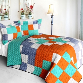 blancho bedding [Dream Proposal] 3PC Vermicelli - Quilted Patchwork Quilt Set (Full/Queen Size)