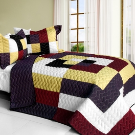 blancho bedding [Dreams of Love] 3PC Vermicelli - Quilted Patchwork Quilt Set (Full/Queen Size)