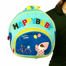 Blancho Bedding [Dreamy Girl] Embroidered Applique Kids Fabric Art School Backpack / Outdoor Backpack (9.0*9.4*3.3)