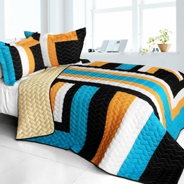 blancho bedding [Drive Till Dawn] 3PC Vermicelli - Quilted Patchwork Quilt Set (Full/Queen Size)