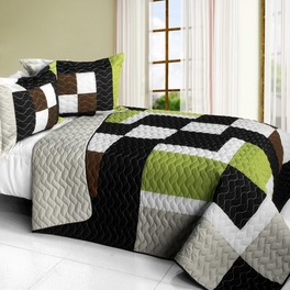 blancho bedding [Earth Chant] 3PC Vermicelli - Quilted Patchwork Quilt Set (Full/Queen Size)