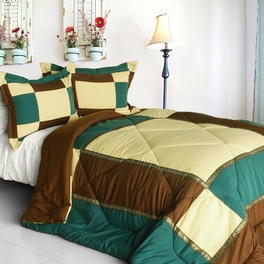 blancho bedding [Elegant Art] Quilted Patchwork Down Alternative Comforter Set (Twin Size)