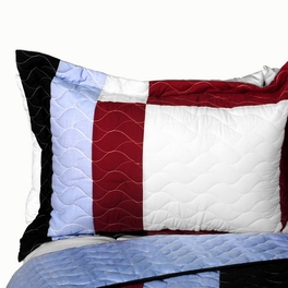 Blancho Bedding [Elegant Voice] Brand New Vermicelli-Quilted Patchwork Quilt Set Full/Queen