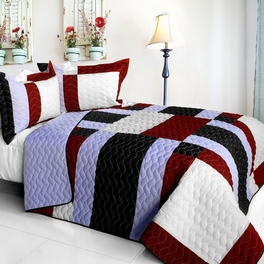 blancho bedding [Elegant Voice] Brand New Vermicelli-Quilted Patchwork Quilt Set Full/Queen