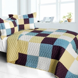 blancho bedding [Elegant Wine] 3PC Vermicelli-Quilted Patchwork Quilt Set (Full/Queen Size)