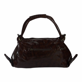 blancho bedding [Emily Charm] Coffee Double Handle Leatherette Satchel Hobo Handbag w/Shoulder Strap