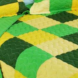 Blancho Bedding [Energetic] 3PC Vermicelli-Quilted Patchwork Quilt Set (Full/Queen Size)