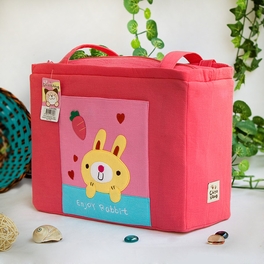 Blancho Bedding [Enjoy Rabbit] Embroidered Applique Fabric Art Shoulder Tote Bag / Shopper Bag (12.2*8.4*4.4)