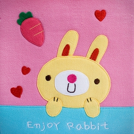 Blancho Bedding [Enjoy Rabbit] Embroidered Applique Fabric Art Shoulder Tote Bag / Shopper Bag (12.2*8.4*4.4)